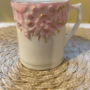 Vintage Mustache Cup - Pink with Gold accents, Unique vintage cup,